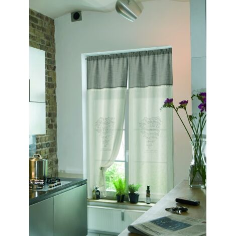 Home Collection TCCUO129/240 Tendina Coppia Cuore, Poliestere, Grigio, 60x240 cm, 2 Unità
