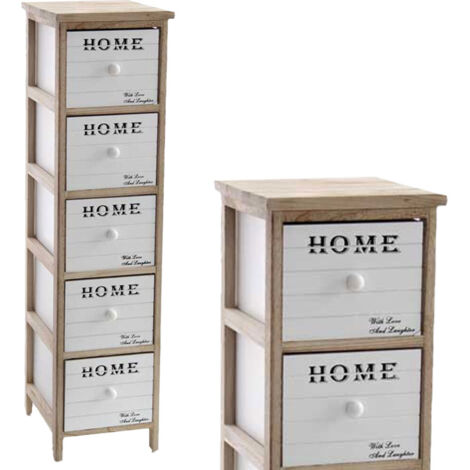 HOME Commode décorative étroite 5 tiroirs, livrée montée