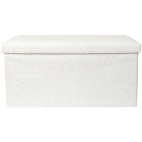 HOME DECO FACTORY, HD0059, Bouclette bianca, Natural Crush, mobili, cassapanca e panca pieghevole, 76x38x38 cm, altezza seduta 38 cm