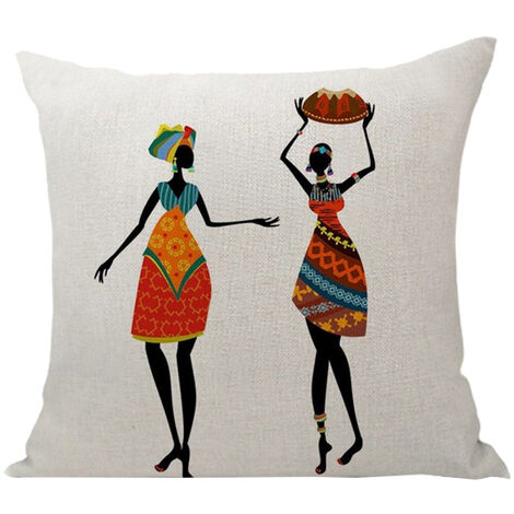 Home Décoration, Belles Femmes Africaines De Style Ethnique Art Images Linen Coussins Enveloppe De Coussin De Voiture Coussin Sofa Oreiller Femme 8