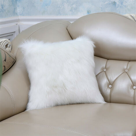 Home Decorative Super Soft Luxury Series Plush Faux Fur Throw Pillow Cover True Color Cushion Case for Sofa/Bed.