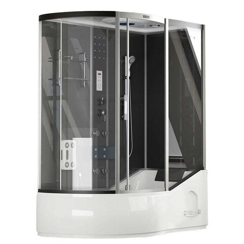 Home Deluxe - Cabine de douche avec baignoire allin 2IN1 Sortie latérale : Gauche, Couleur : Noir