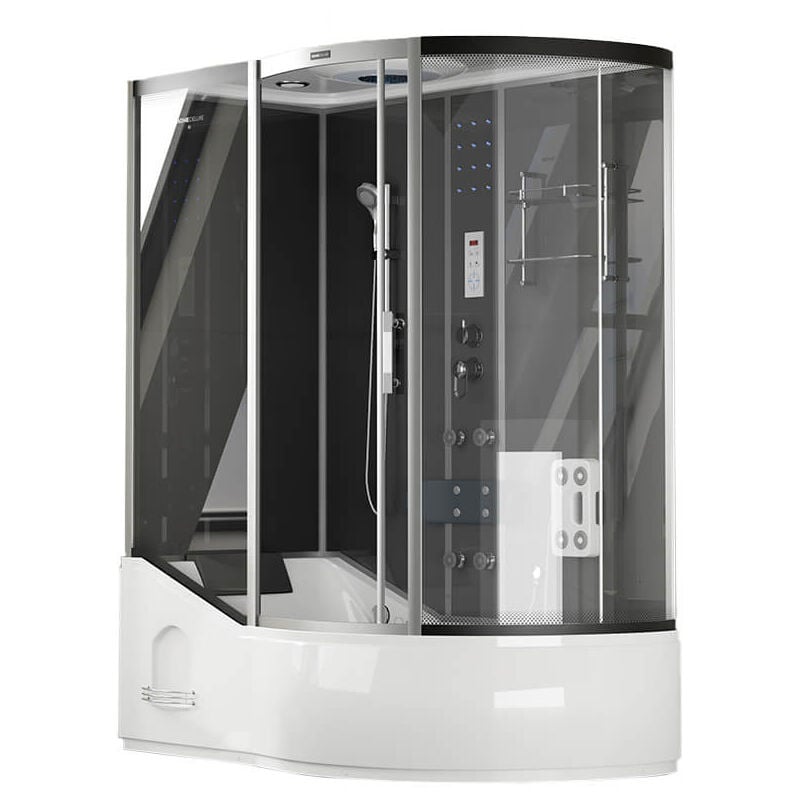 Cabine de douche avec baignoire allin 2IN1 - 170 x 90 Noir Droite - Home Deluxe