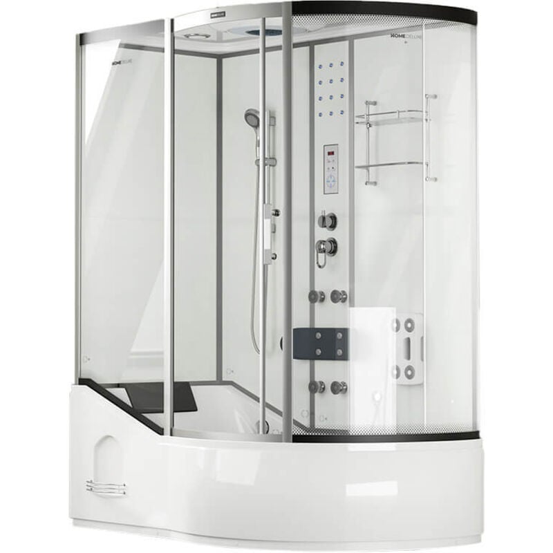 Home Deluxe - Cabine de douche avec baignoire allin 2IN1 Sortie latérale : Droite, Couleur : Blanc