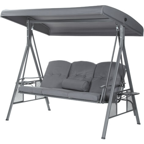 Home Deluxe - Altalena Hollywood 3 posti DESCANSO - 115 x 198 cm grigio  colore grigio, dotazione senza parapioggia