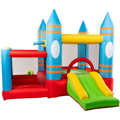 HOME DELUXE - Aufblasbare Hüpfburg FABI - 185 x 255 x 160 cm - inkl. Gebläse und Zubehör, UV-Beständig I Spielburg Springburg Hüpfschloss  Hüpf Kinder Geburtstag Bällebad