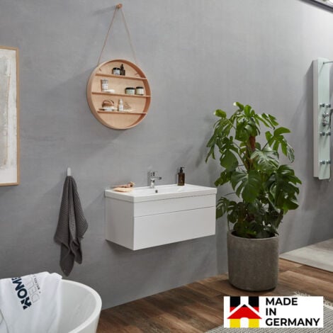 HOME DELUXE - Badmöbel Komplettset WANGEROOGE BIG Made in Germany  Farbe: Weiß, Größe: S  Badezimmermöbel Waschtisch Badmöbelset Badezimmer