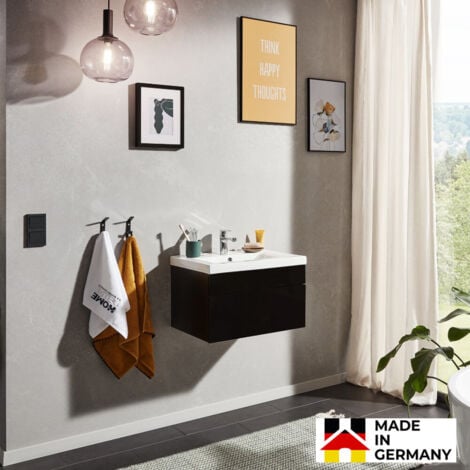 HOME DELUXE - Badmöbel Komplettset WANGEROOGE  Made in Germany  Farbe: Schwarz, Größe: S  Badezimmermöbel Waschtisch Badmöbelset Badezimmer