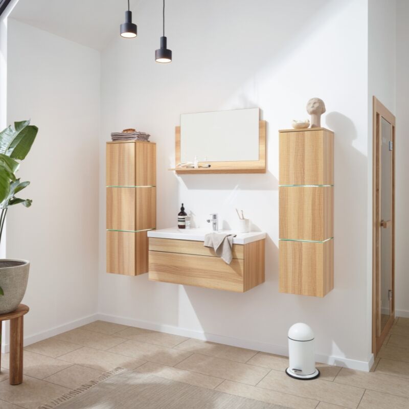 Home Deluxe - Badmöbel Wangerooge BIG XL - Holz (HB) I Badezimmermöbel, Waschbecken, Unterschrank, Spiegel