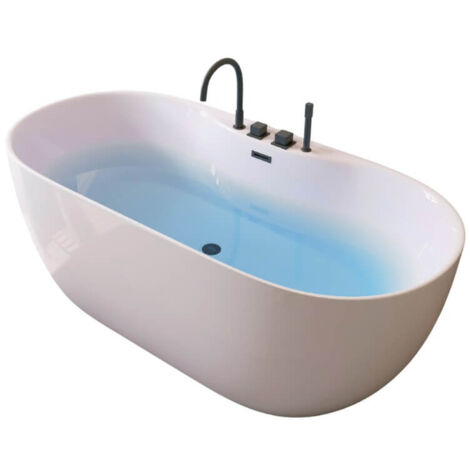 HOME DELUXE - Baignoire avec robinetterie noire LENI - 170 x 80 cm Couleur noir