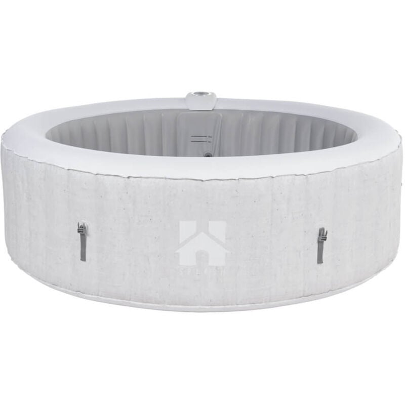 Home Deluxe - Jacuzzi d'extérieur avec coussin, porte-gobelet et toit solaire splash - Ø208 cm 6 personnes Couleur : Béton, Équipement :
