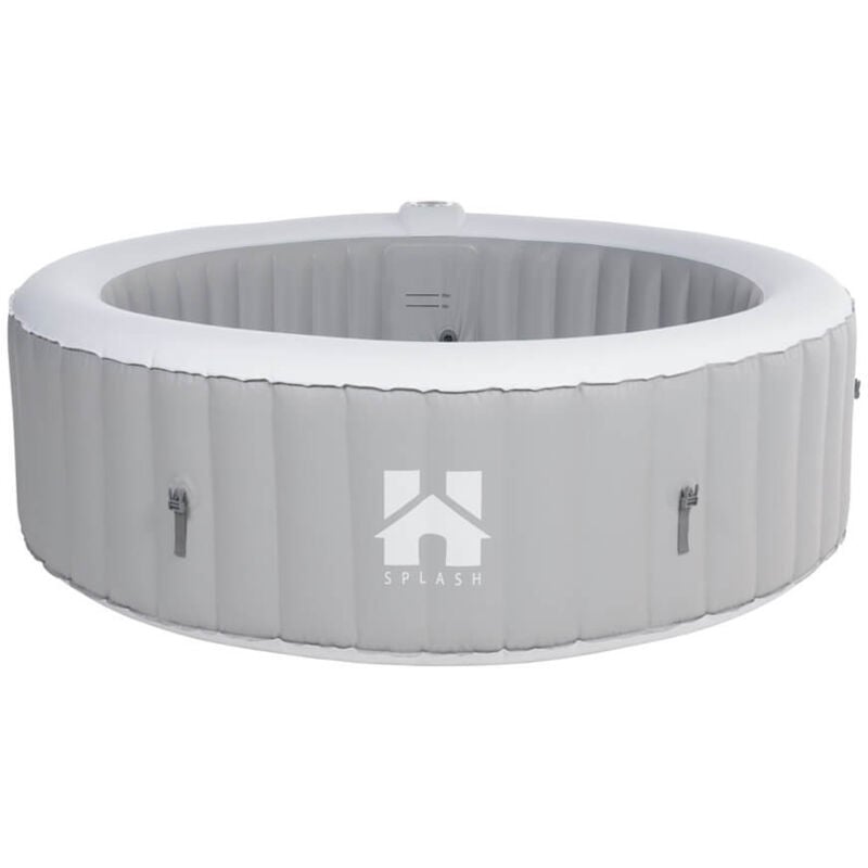 Home Deluxe - Jacuzzi d'extérieur avec coussin, porte-boisson et toit solaire splash - Ø208 cm 6 personnes Couleur : Gris, Équipement :