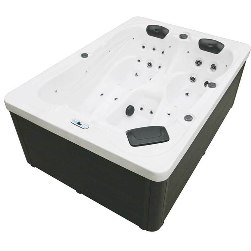 Home Deluxe - Jacuzzi d'extérieur avec escalier et couverture thermique sunset - 220 x 156 cm pour 3 personnes Equipement : Pure