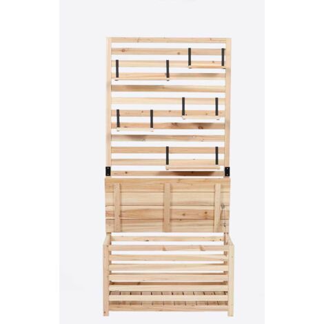 HOME DELUXE - Balkon-Sichtschutz - ORELIA - Maße 80 x 40 x 171 cm I Gartenbank Sichtschutz Gartentruhe  Sichtschutzbank Truhe Blumenkasten Sitzbank