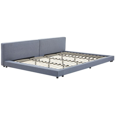 HOME DELUXE Bett mit Ablage GALAXIS - Grau 270 x 200 cm - inkl. Lattenrost  bodentiefes Designbett, Familienbett, Polsterbett, Futonbett  Bett Mit Matratze 180X200