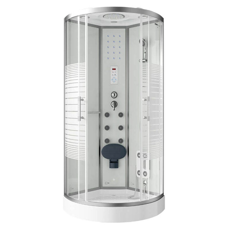 HOME DELUXE - Cabine de douche avec cascade et massage dorsal WHITE PEARL Couleur : Blanc, Dimension : 90 x 90 cm