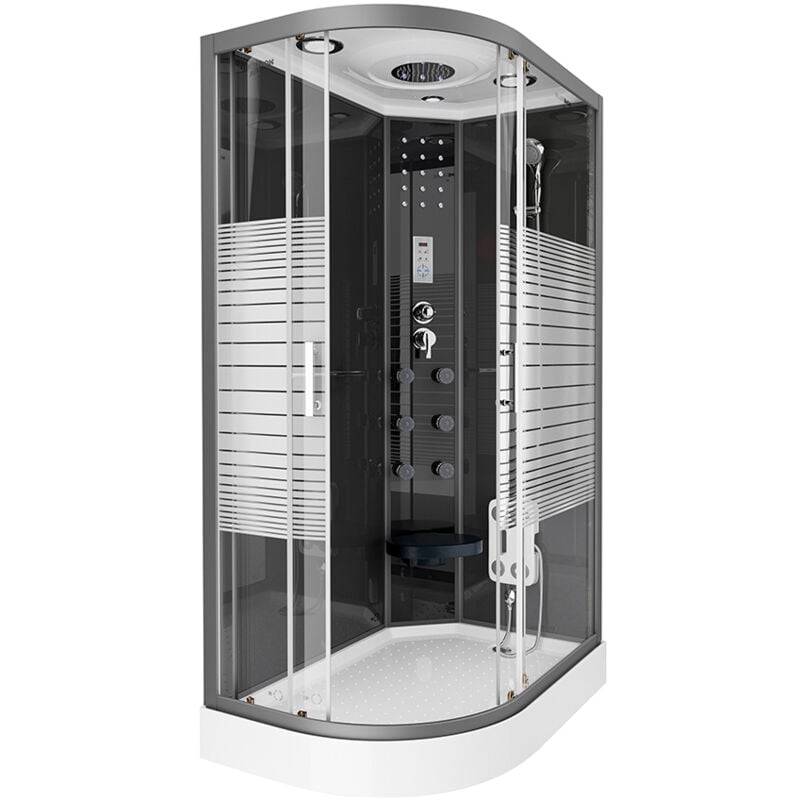 Cabine de douche black pearl avec douche à effet pluie Couleur : noir, Dimension : 120 x 80 cm gauche - Home Deluxe