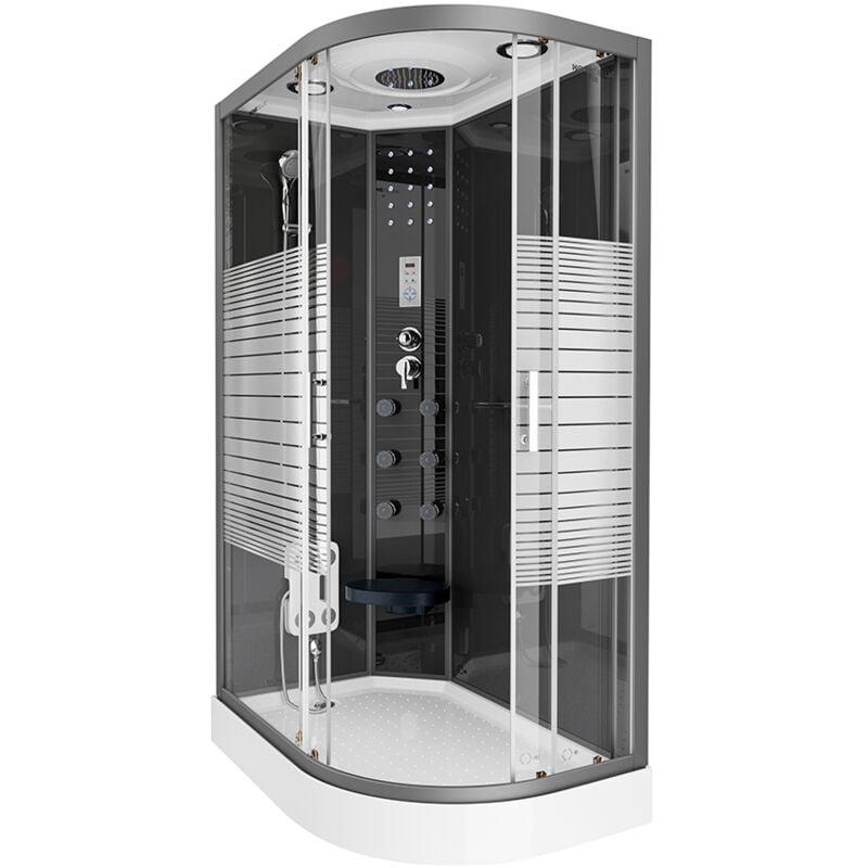 Cabine de douche black pearl avec douche à effet pluie Couleur : Noir, Dimension : 120 x 80 cm Droite - Home Deluxe