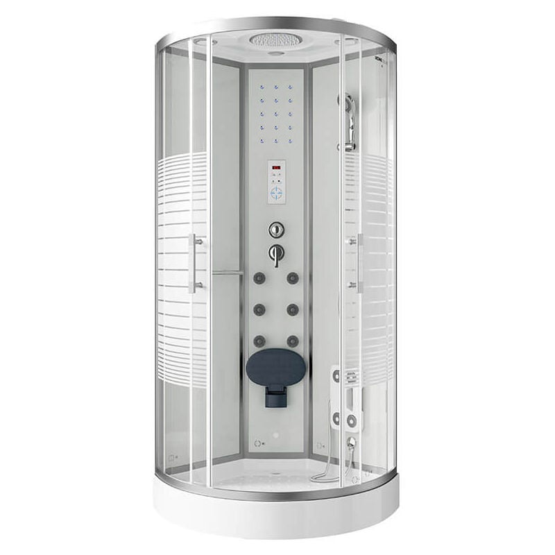 Cabine de douche avec cascade et massage dorsal white pearl Couleur : Blanc, Dimension : 100 x 100 cm - Home Deluxe