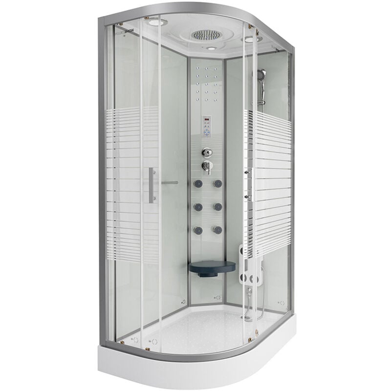 Home Deluxe - Cabine de douche avec cascade et massage dorsal white pearl Couleur : Blanc, Dimension : 120 x 80 cm Gauche