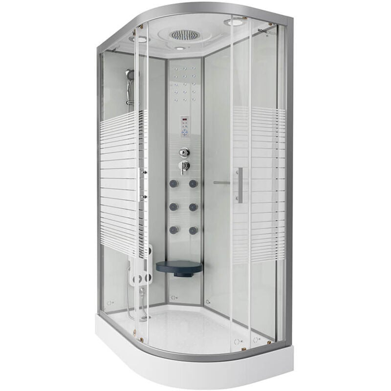 Cabine de douche avec cascade et massage dorsal white pearl Couleur : Blanc, Dimension : 120 x 80 cm Droite - Home Deluxe