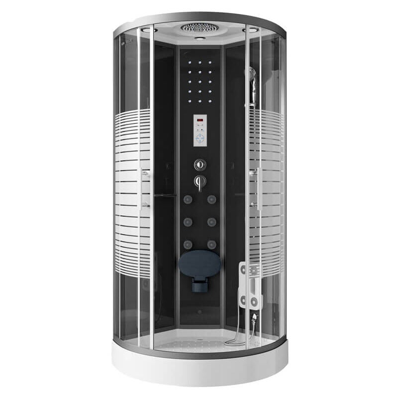 Cabine de douche black pearl avec douche à effet pluie Couleur : Noir, Dimension : 90 x 90 cm - Home Deluxe