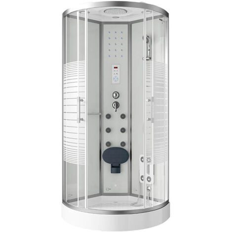 Home Deluxe - Cabine de douche avec cascade et massage dorsal WHITE PEARL  Couleur : Blanc, Dimension : 100 x 100 cm