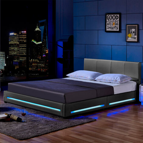 Home Deluxe - Cama LED ASTEROID  color: gris oscuro, tamaño: 160 x 200 cm