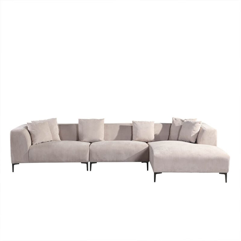 HOME DELUXE - Canapé d'angle TORINO - 344 x 178 cm Beige Extension latérale : droite