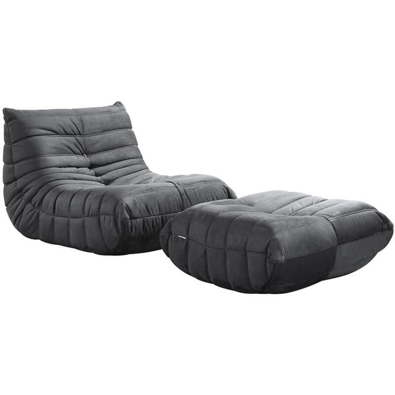 Fauteuil relax avec pouf chill Couleur anthracite - Home Deluxe