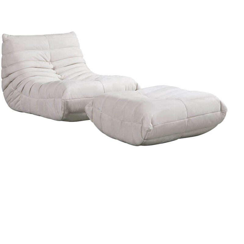 Fauteuil relax avec pouf chill Couleur beige - Home Deluxe