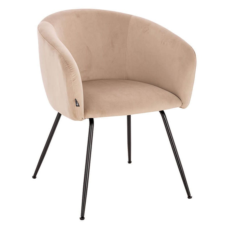 Home Deluxe - Chaise de salle à manger en velours avec accoudoirs aria Couleur : Beige, Quantité : 1