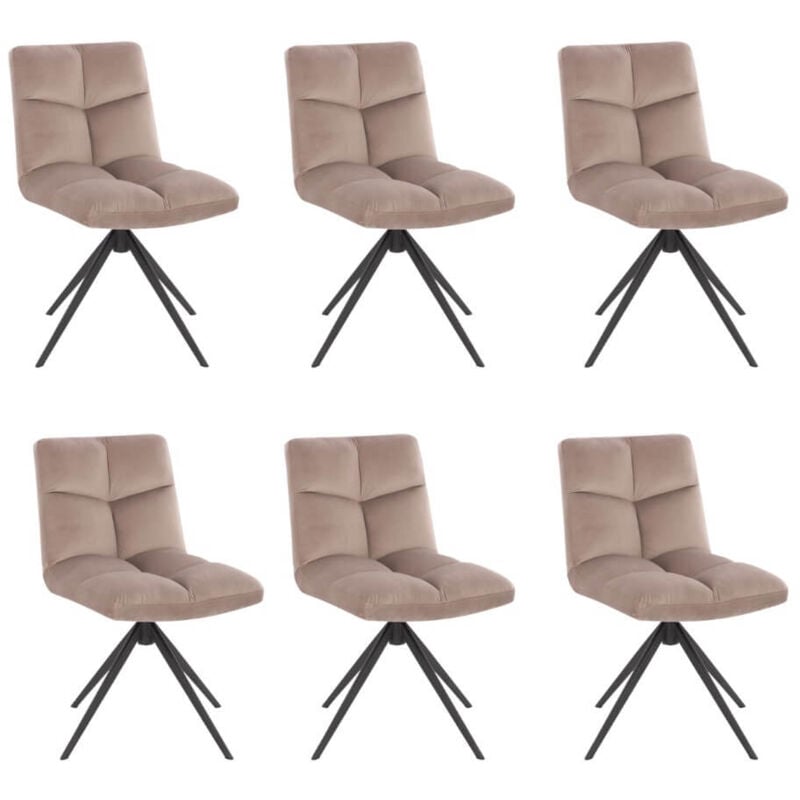 Chaise de salle à manger pivotante noda Couleur : Marron clair, Quantité : 6 - Home Deluxe