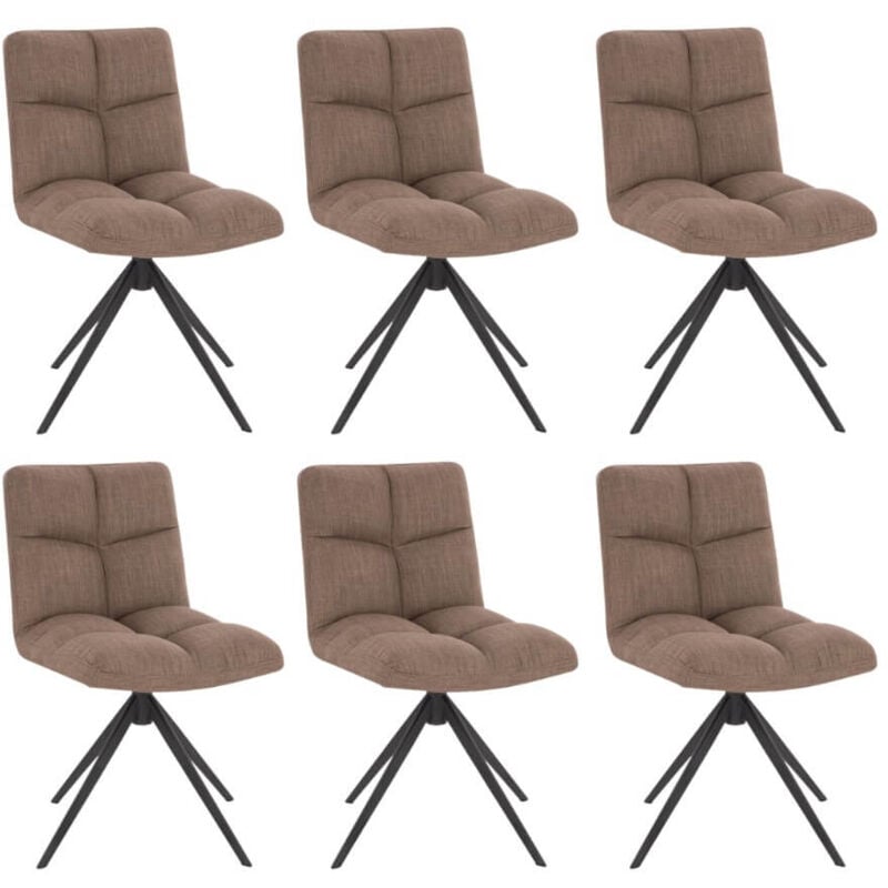 Chaise de salle à manger pivotante noda Couleur : Gris/Brun, Quantité : 6 - Home Deluxe