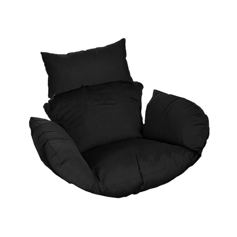 Home Deluxe - Fauteuil suspendu en poly rotin cielo Couleur : Noir, Equipement : Coussins uniquement