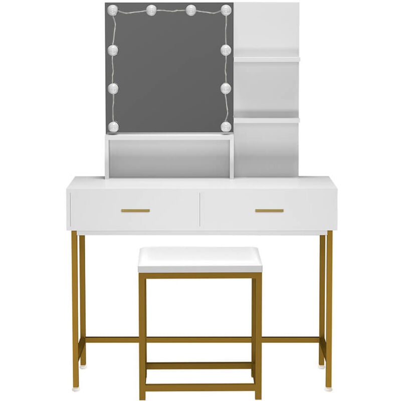 Home Deluxe - Coiffeuse avec miroir et éclairage led kasia