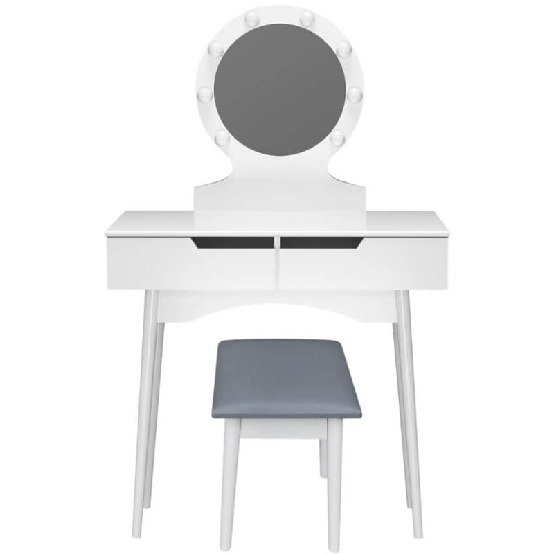 Home Deluxe - Coiffeuse avec miroir et éclairage led miranda Couleur : Blanc