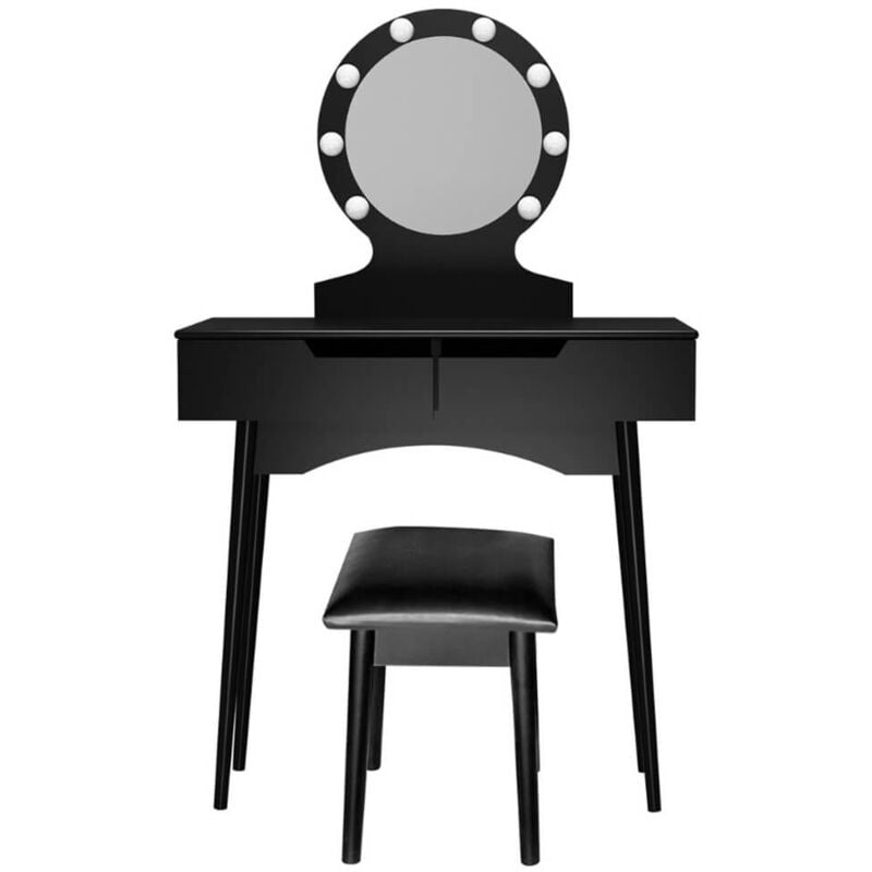 Home Deluxe - Coiffeuse avec miroir et éclairage led miranda Couleur : Noir