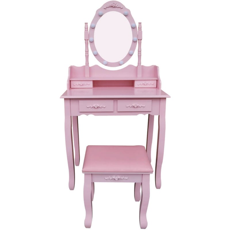 Home Deluxe - Coiffeuse avec miroir et éclairage led rosy Couleur : Rose