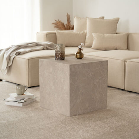 HOME DELUXE - Couchtisch Marmor AMIRI M Farbe: Beige, Größe: 50 x 50 x 50 cm Couchtisch Marmor Marmor Tisch