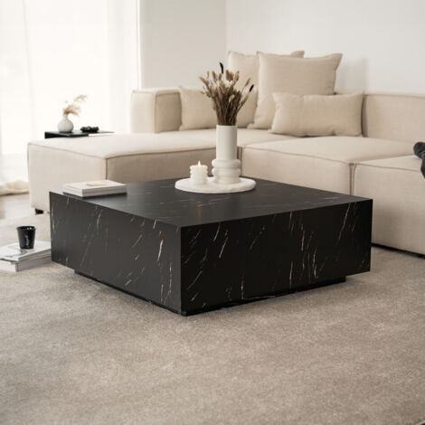 HOME DELUXE - Couchtisch Marmor AMIRI XL  Farbe: Schwarz, Größe: 95 x 35 x 95 cm  Couchtisch Marmor Marmor Tisch