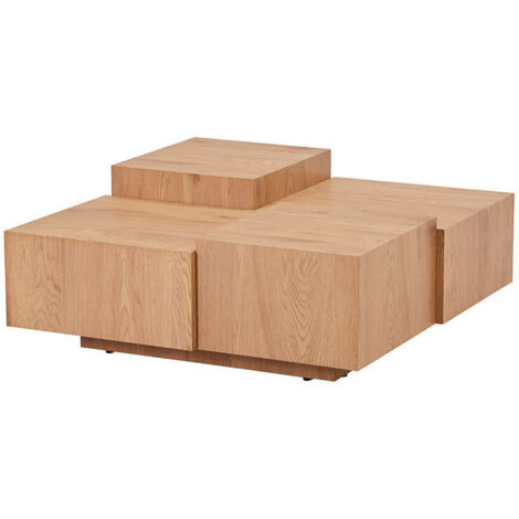 HOME DELUXE - Couchtisch Nayeli - Helle Eiche, Größe: 96 x 96 x 39 cm, MDF Platte, ohne Montage I Wohnzimmertisch Beistelltisch Sofatisch  Couchtisch Sofatisch Tisch Wohnzimmertisch