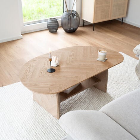 HOME DELUXE Couchtisch Oval LIARA - 131 x 82 x 13 cm  Wohnzimmertisch, Beistelltisch