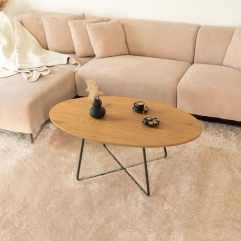 HOME DELUXE - Couchtisch Oval NOVARIS - 110 x 66 cm  Farbe: Oiled Oak  Sofatisch Wohnzimmertisch