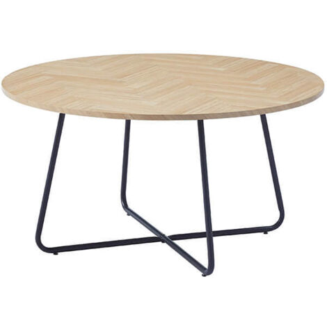 HOME DELUXE - Couchtisch Rund NOVARA 88 x 47 cm- Fishbone Oak  Sofatisch, Wohnzimmertisch, Wohnzimmer  Sofatisch Wohnzimmertisch