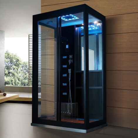 HOME DELUXE - Dampfdusche BLACK LUXORY XL - 120x90x220cm inkl. Zubehör, Touchpanel & Beleuchtung I Dampfbad, Dampfsauna, Duschtempel