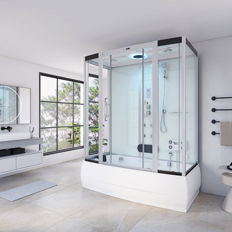 HOME DELUXE - Dampfdusche DIAMOND - Weiß, Maße: 170 x 90 x 220 cm - inkl. Radio, Regendusche und komplettem Zubehör I Dampfsauna, Badewanne, Whirlpool, Dusche  Dampfdusche Duschkabine Duschtempel Damp
