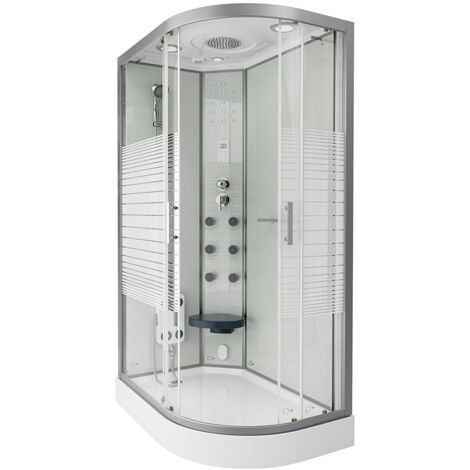 HOME DELUXE - Dampfdusche WHITE PEARL - Maße 120 x 80 cm Rechts - inkl. Dampffunktion, Regendusche, Radio und Zubehör I Fertigdusche, Dusche, Duschtempel  Dampfdusche Duschkabine Dusche Fertigdusche