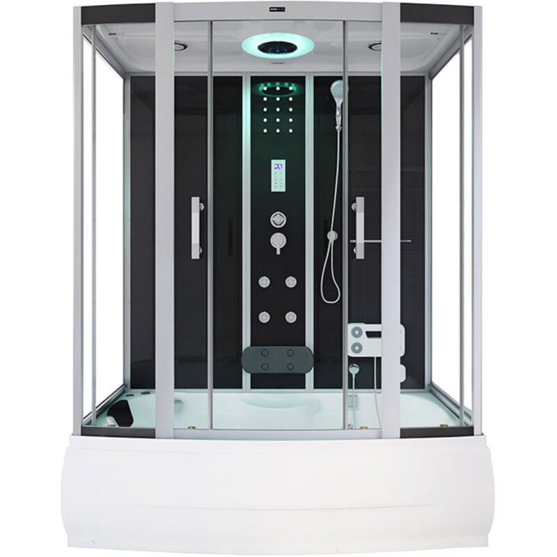Home Deluxe - Douche à vapeur avec fonction balnéo et éclairage led diamond - 170 x 90 cm noir