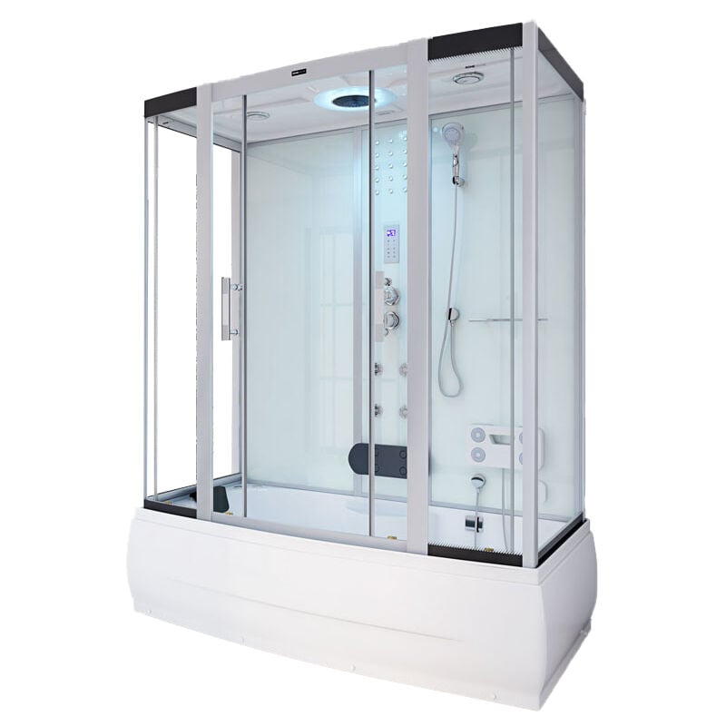 Home Deluxe - Douche à vapeur avec fonction balnéo et éclairage led diamond big - 190 x 100 cm blanc